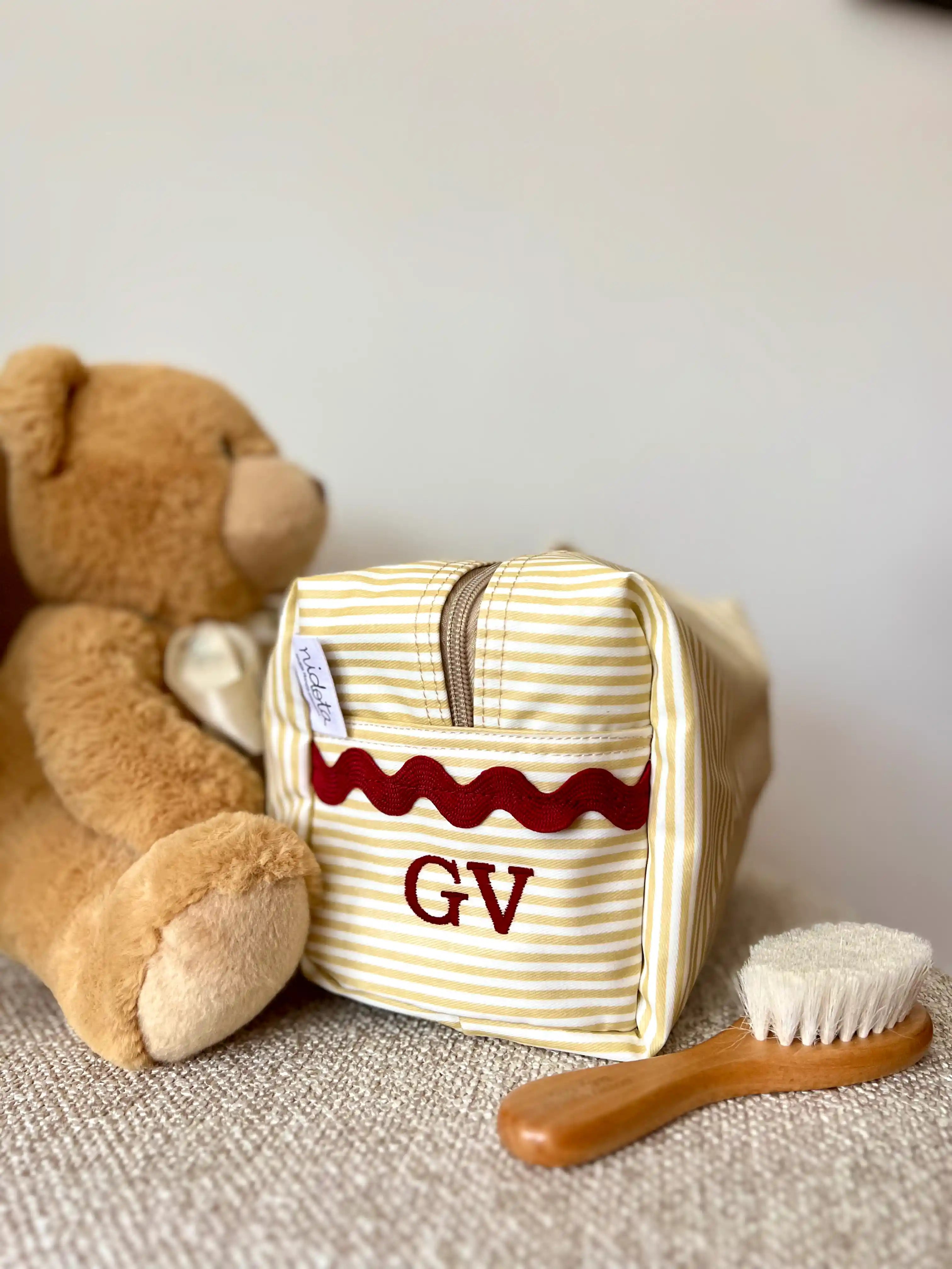 Trousse de toilette en coton enduit Classique Framboise