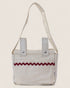 Striped baby stroller bag with a red decorative waved strip