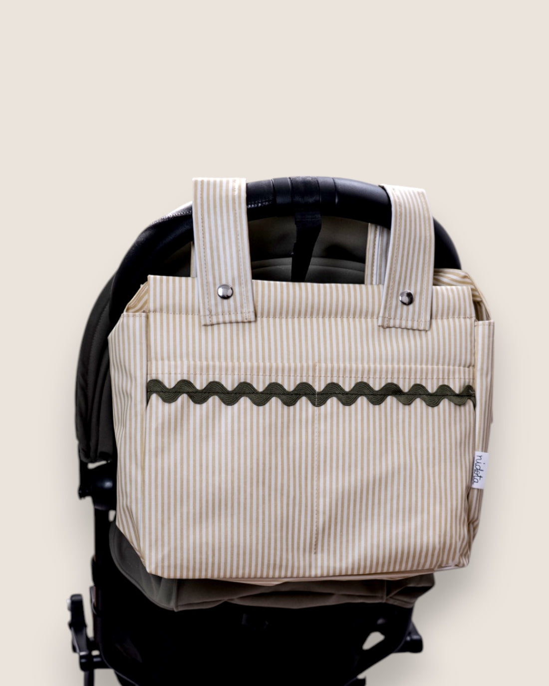 Sac poussette en coton enduit Classique Olive