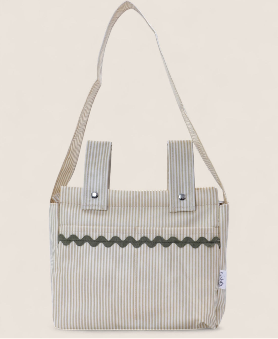 Sac poussette en coton enduit Classique Olive