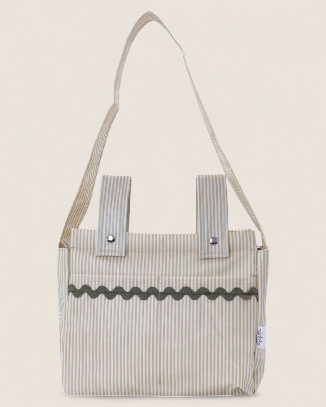 Striped baby stroller bag with wavy line design 