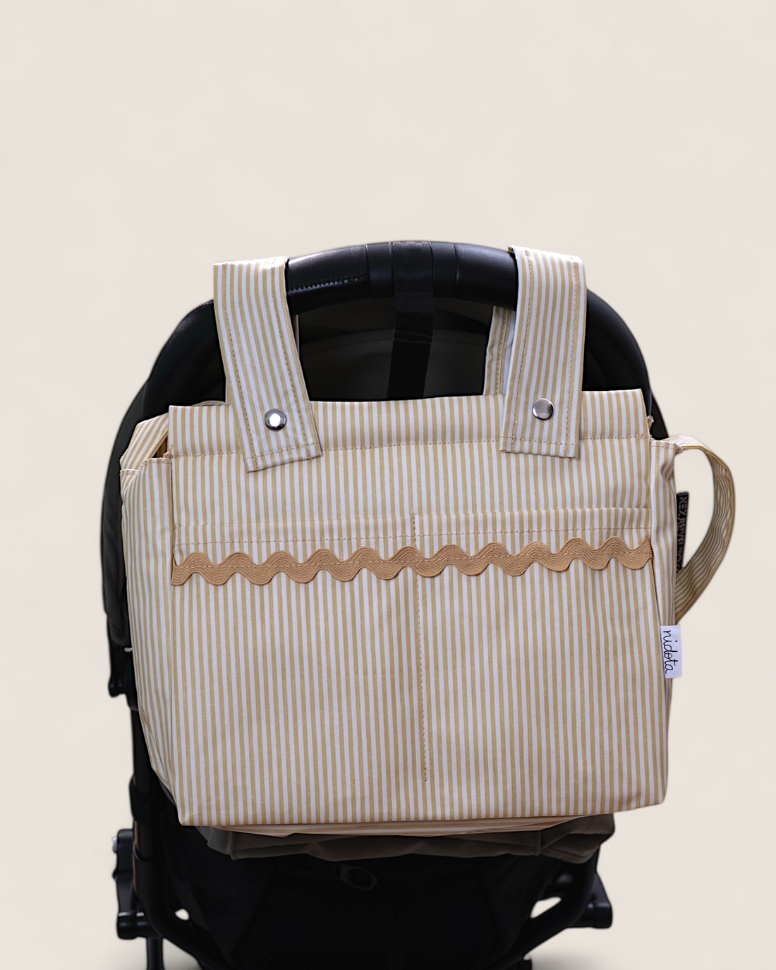 Sac poussette en coton enduit Classique Sable