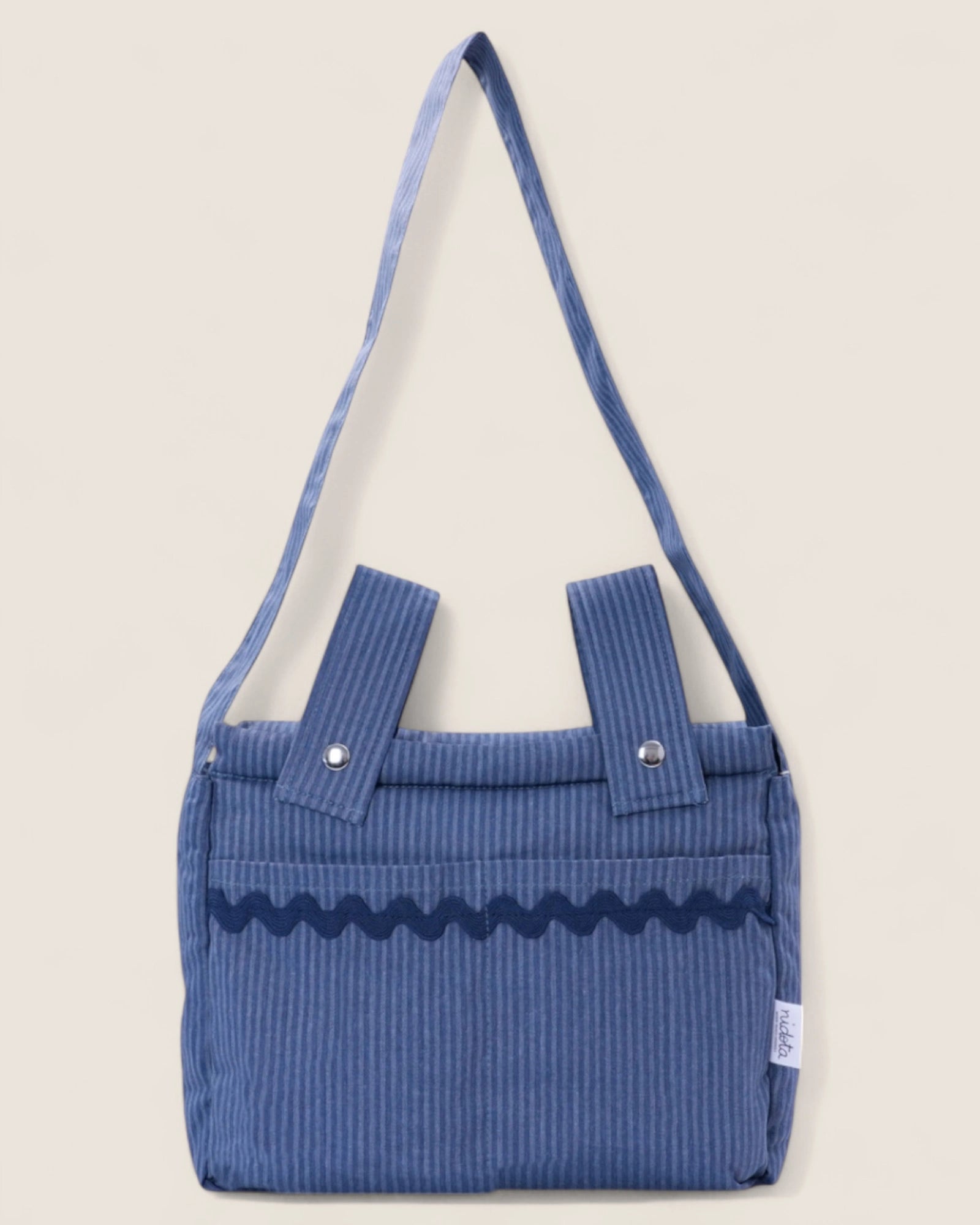 striped blue baby stroller bag