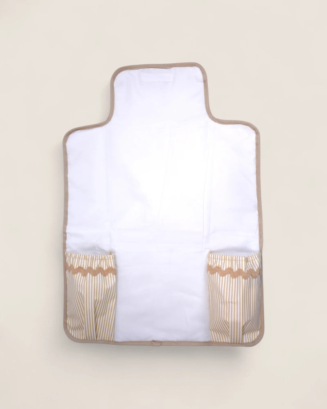 Waterproof Changing Mat opened beige stripes and beige waved detail