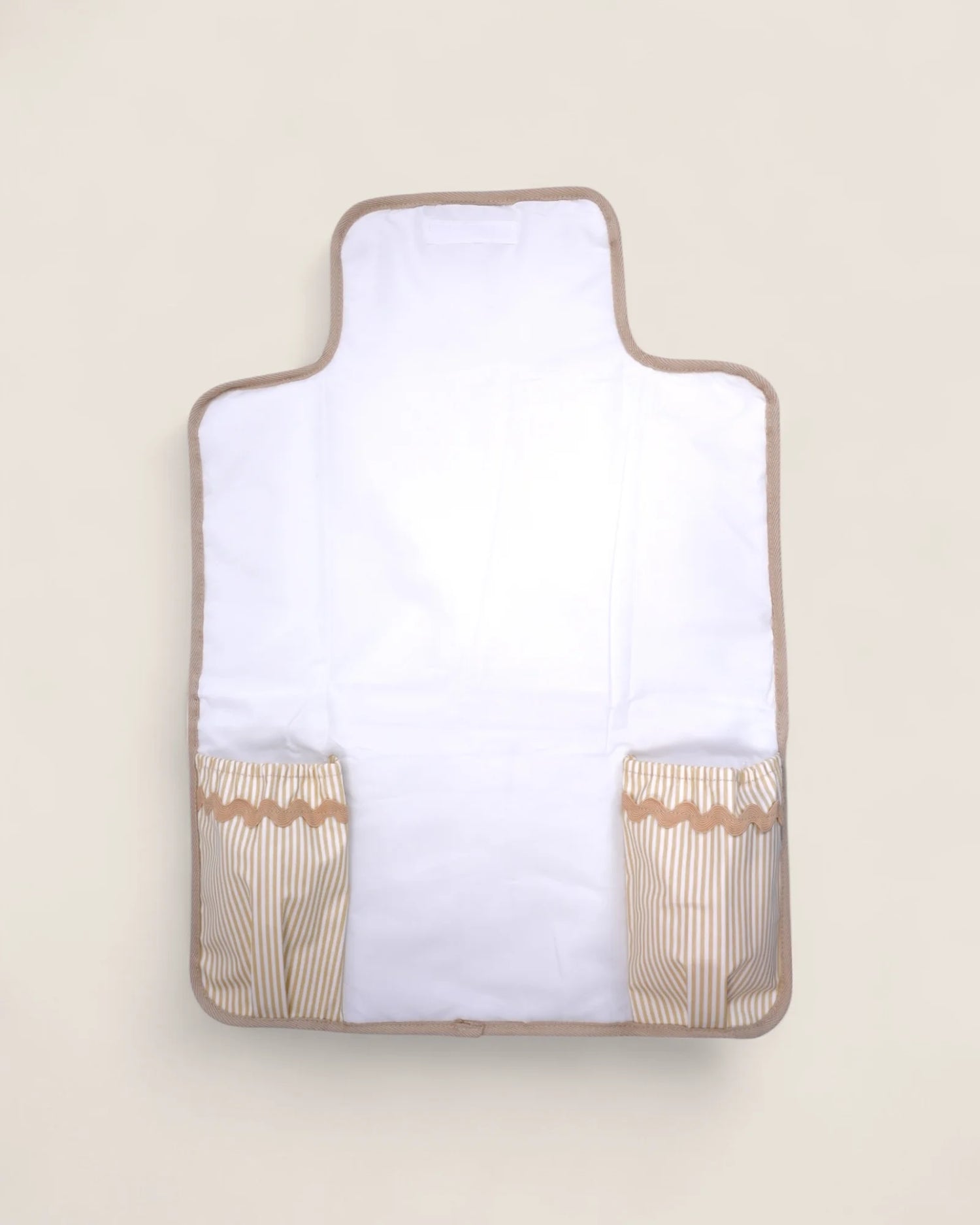 Waterproof Changing Mat opened beige stripes and beige waved detail