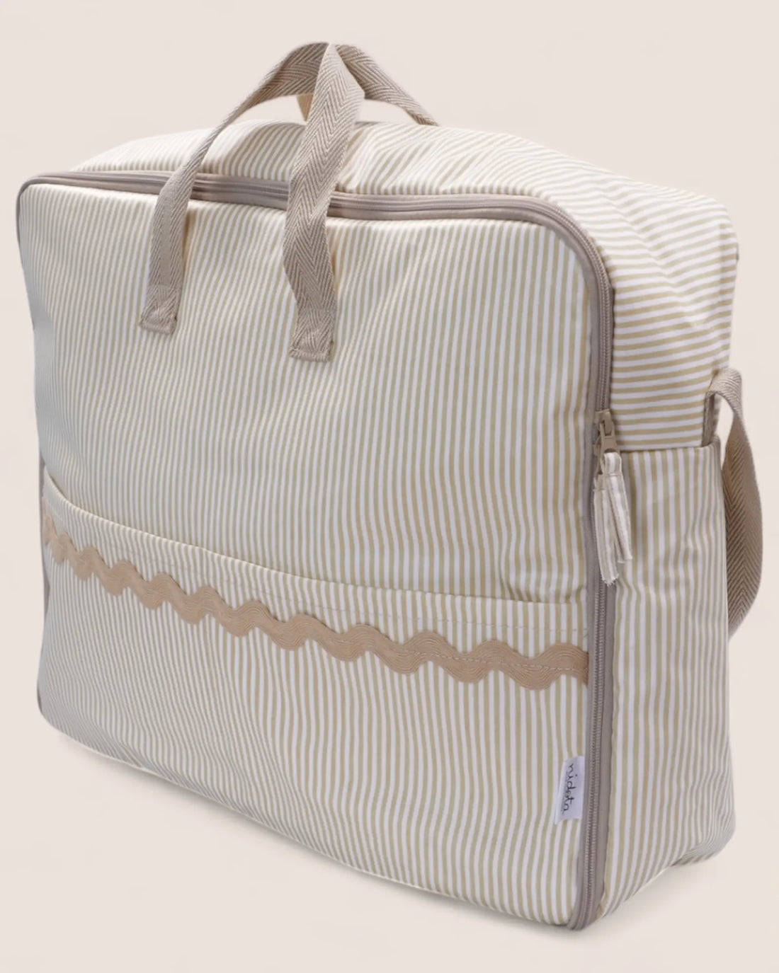 Valise maternité en coton enduit Classique Sable