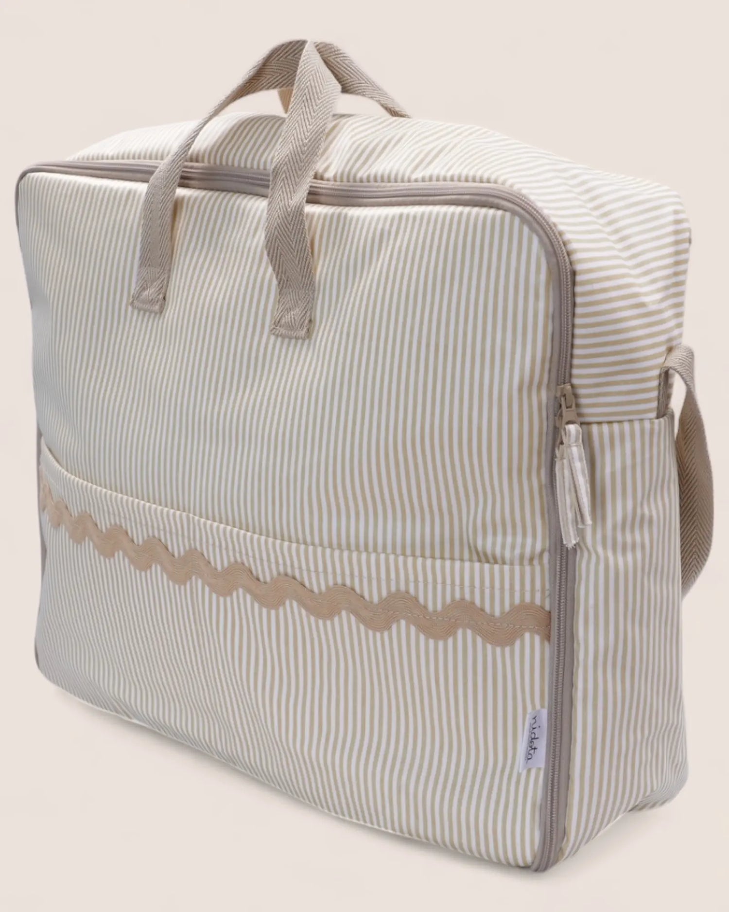 Valise maternité en coton enduit Classique Sable