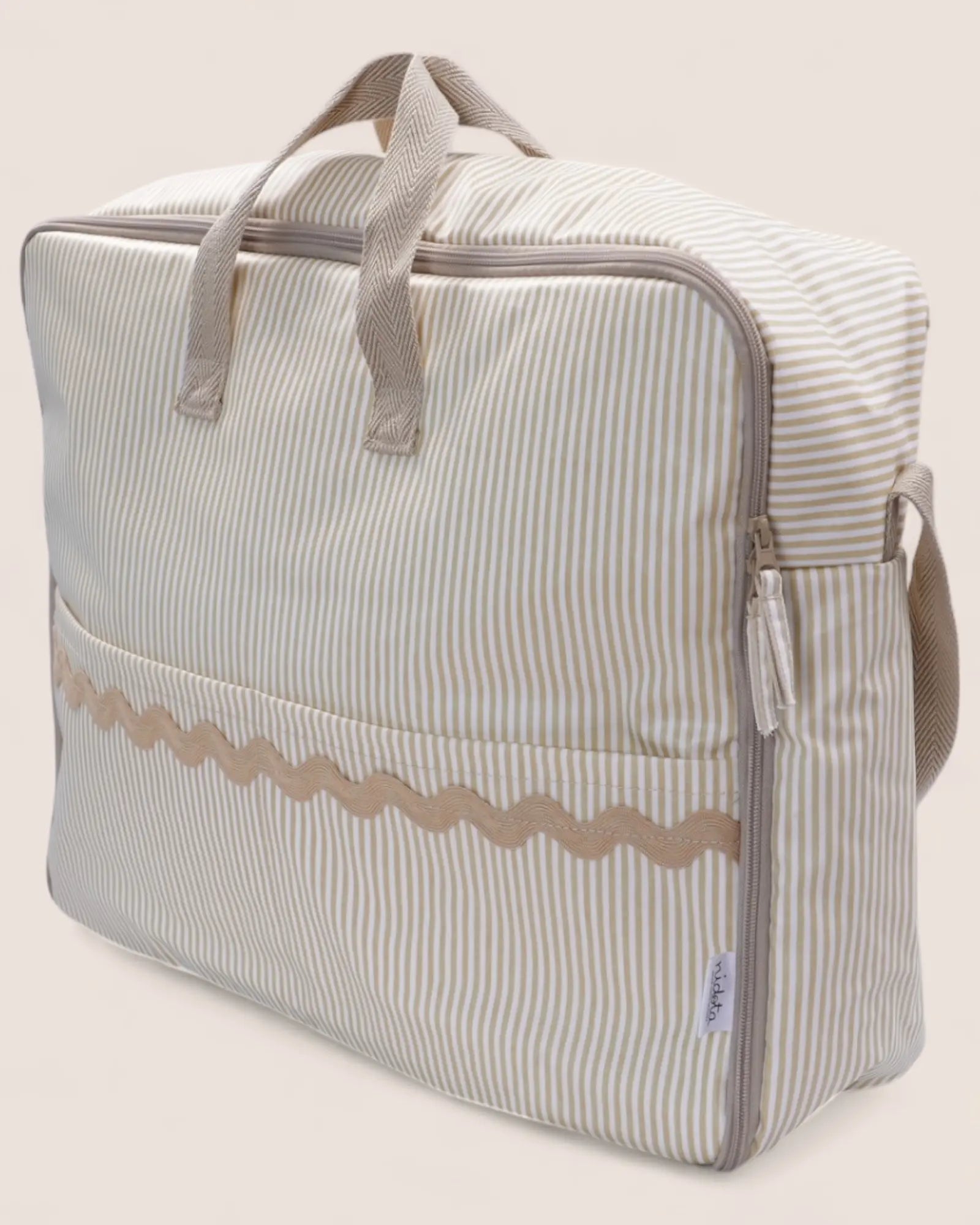 Valise maternité en coton enduit Classique Sable