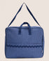striped blue maternity suitcase bag with marine handles and waved design