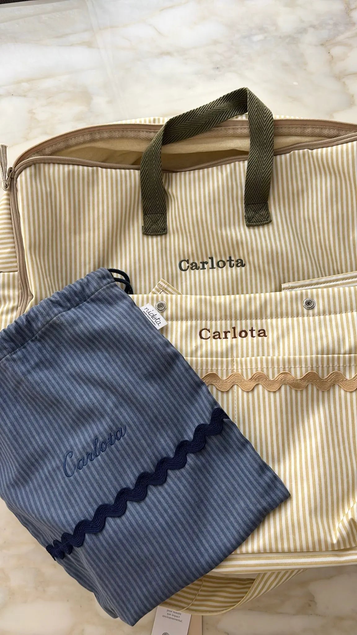 Sac poussette en coton enduit Classique Sable